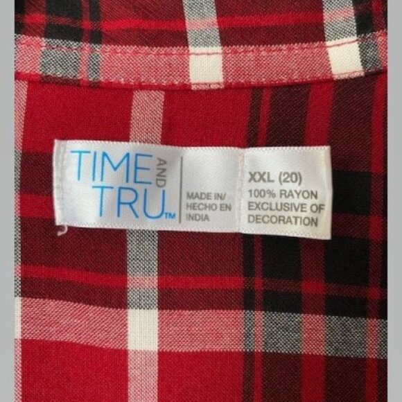 Red Long Sleeve Button Down Blouse with Embroidered Sleeves - Picture 3 of 3